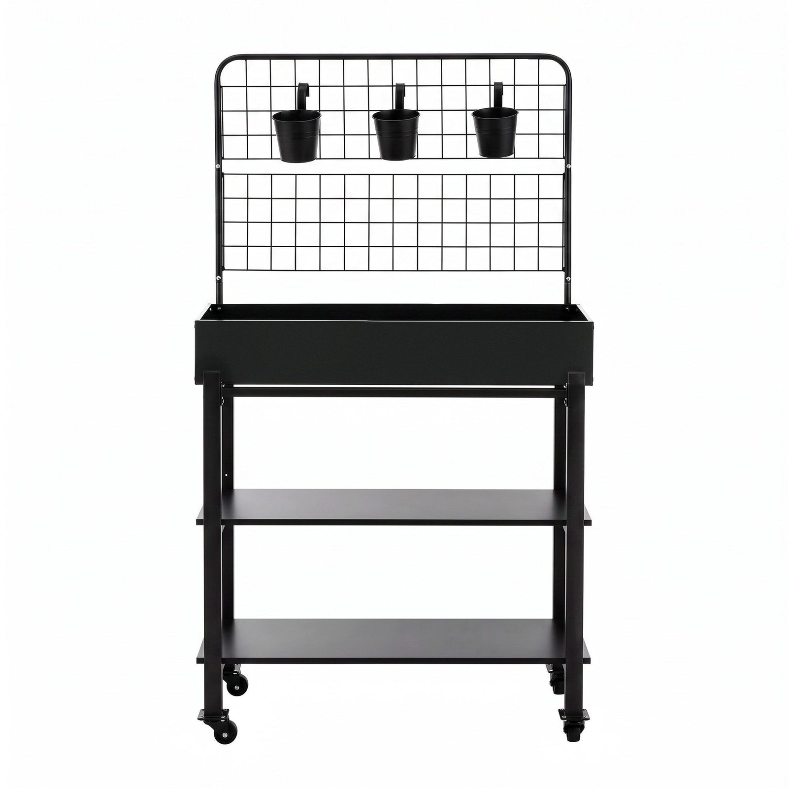 Green Fingers Mobile Raised Garden Bed with Trellis & Shelves Dark Grey