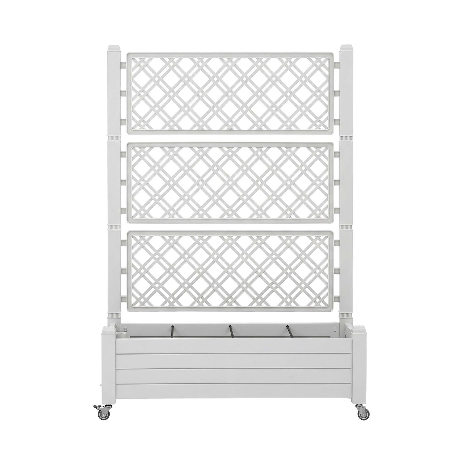 Green Fingers Mobile Planter Box with Trellis, Self Watering Garden Bed & Privacy Screen for Climbing Plants Flowers, White