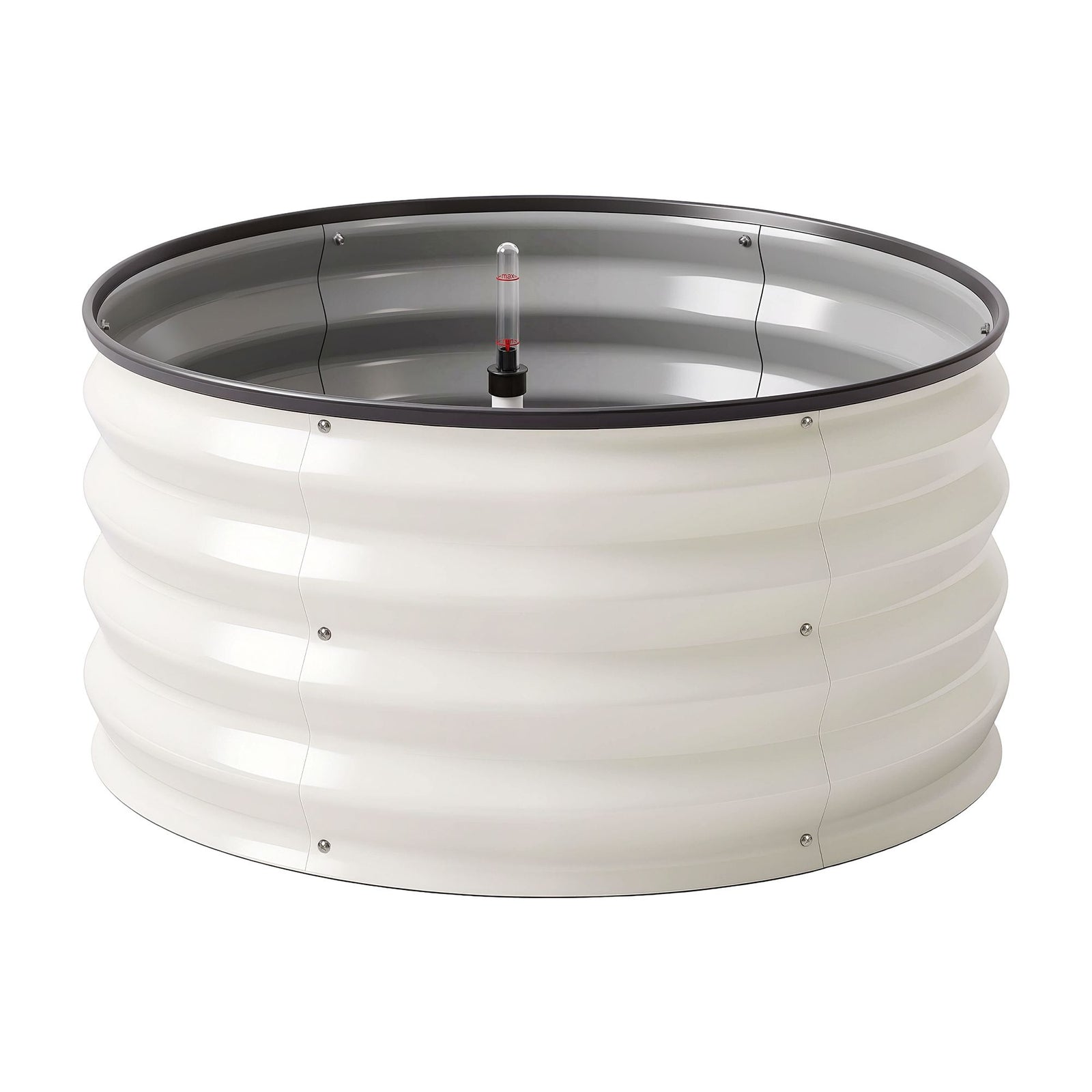 Green Fingers Self Watering Round Garden Bed Galvanised for Balcony Deck 60x60x30cm