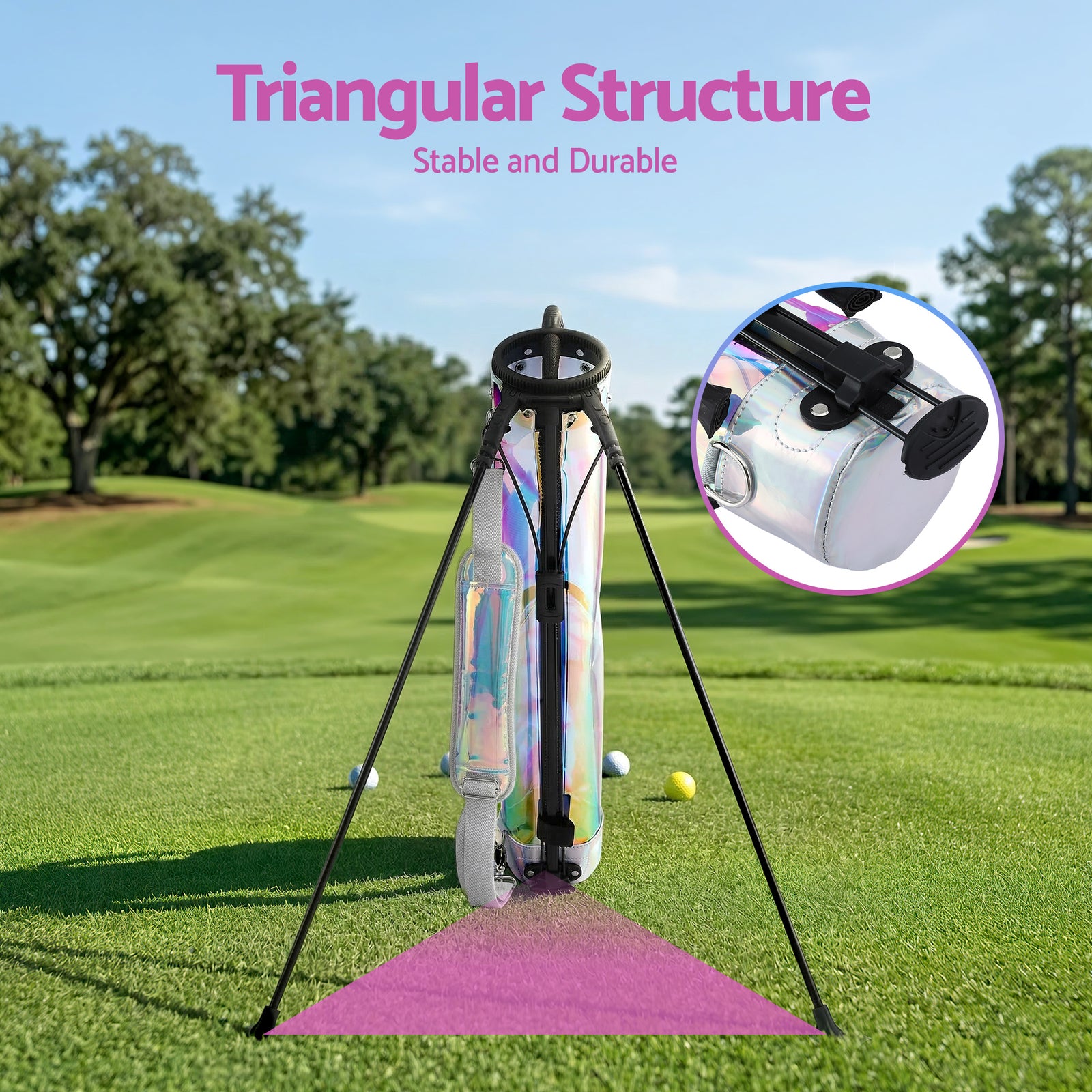 Everfit Golf Stand Bag Lightweight Sunday Pitch And Putt Bag Holographic