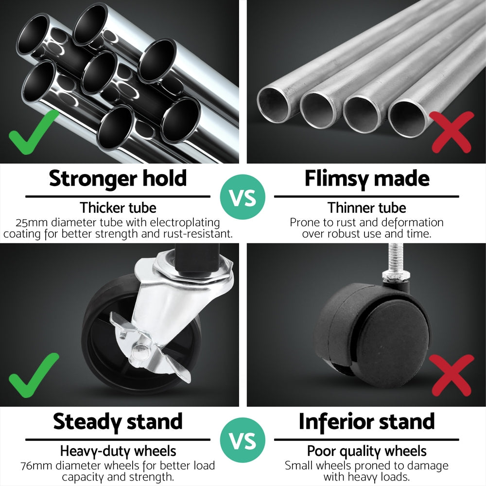 Artiss Clothes Rack Double Rod Airer Rail Coat Stand Adjustable Hanger