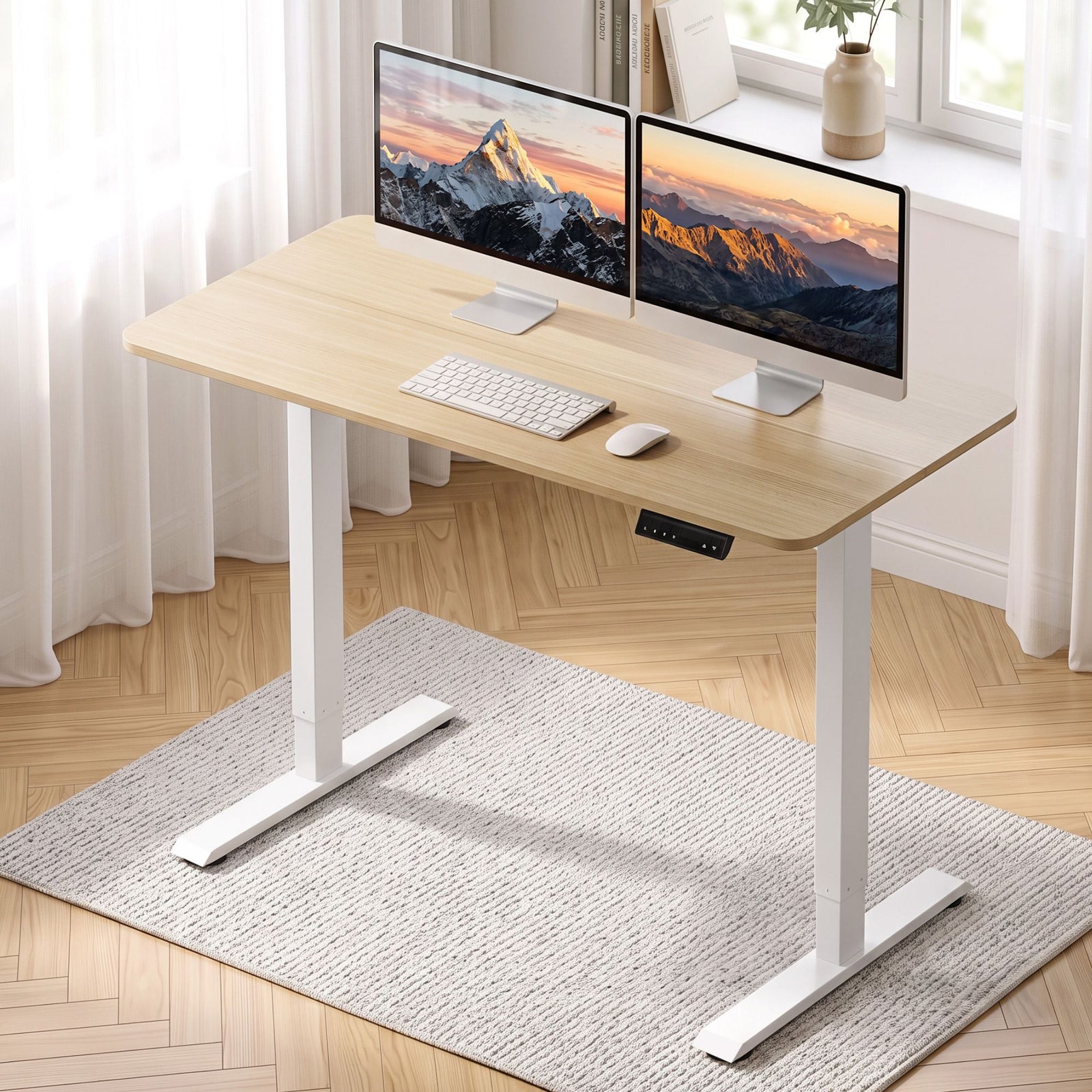 Artiss Electric Standing Desk Height Adjustable Table 120cm Oak White