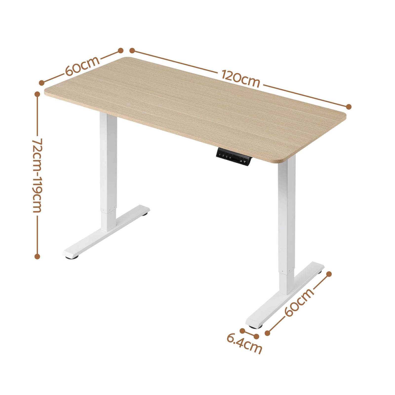 Artiss Electric Standing Desk Height Adjustable Table 120cm Oak White
