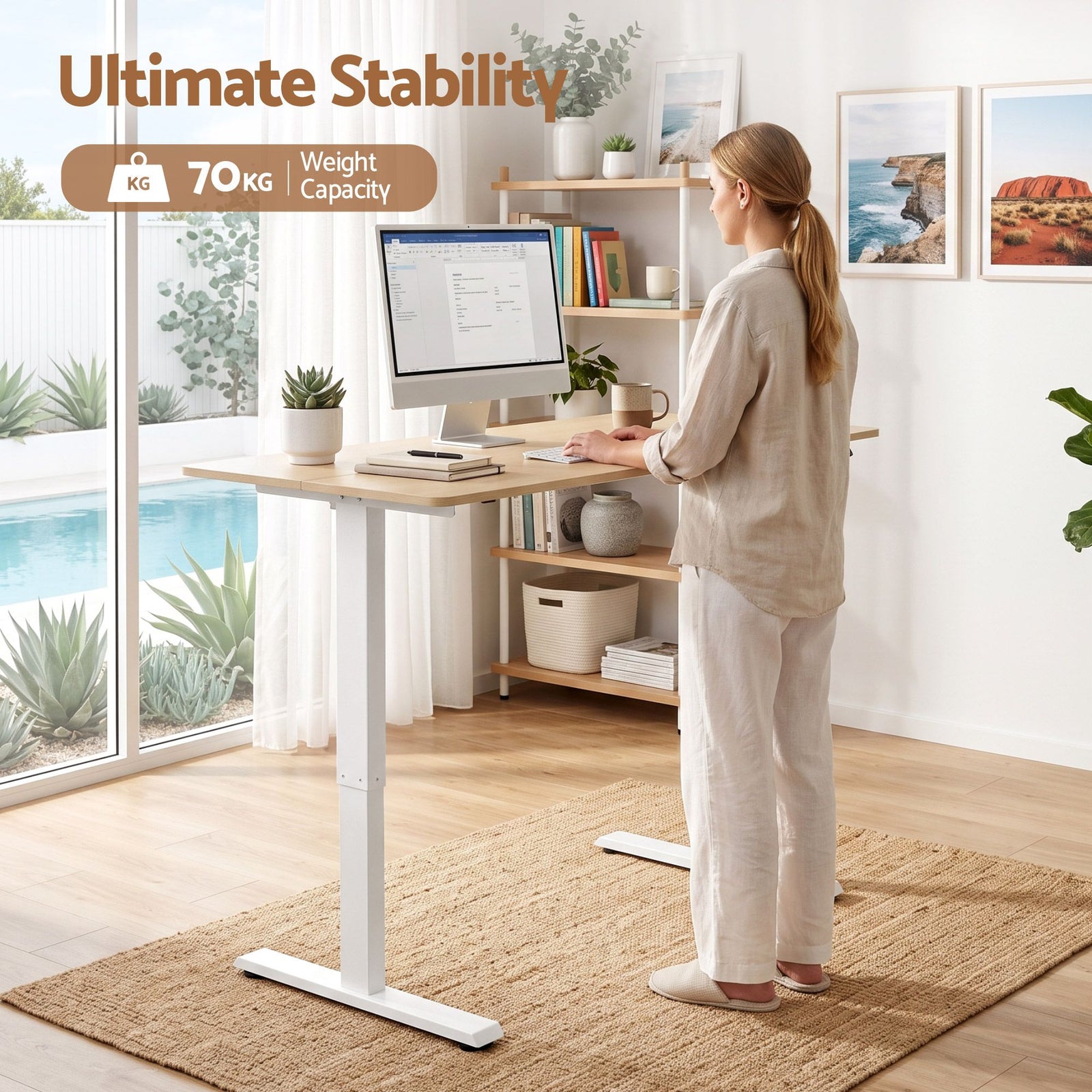 Artiss Electric Standing Desk Height Adjustable Table 120cm Oak White
