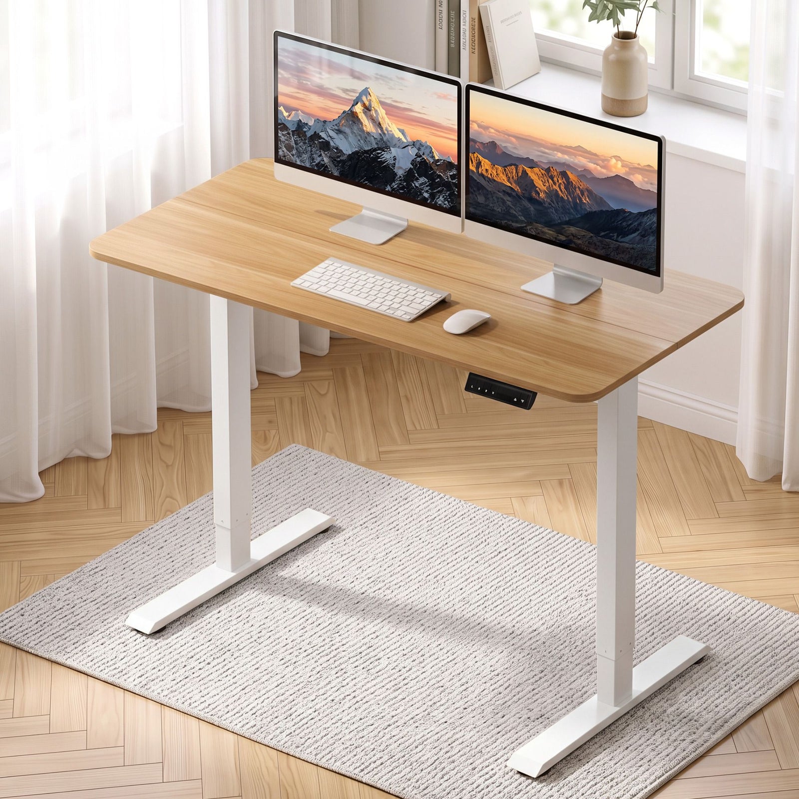 Artiss Electric Standing Desk Height Adjustable Table 120cm Natural White
