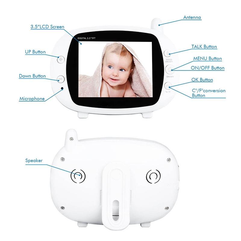 Wireless Baby Monitor With 3.5 Lcd 2.4Ghz Night Vision 2-Way Talk-1915196621138825222
