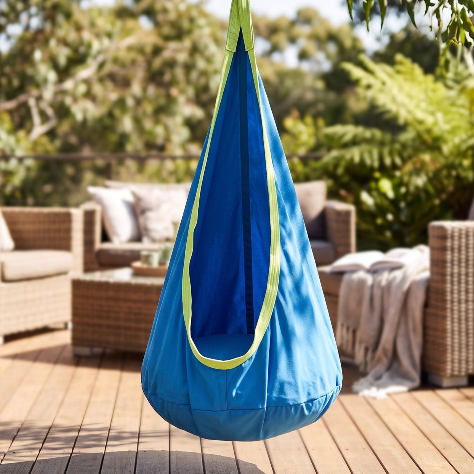 Gardeon Kids Hammock Chair Camping 70cmx150cm with Cushion Storage Bag Blue