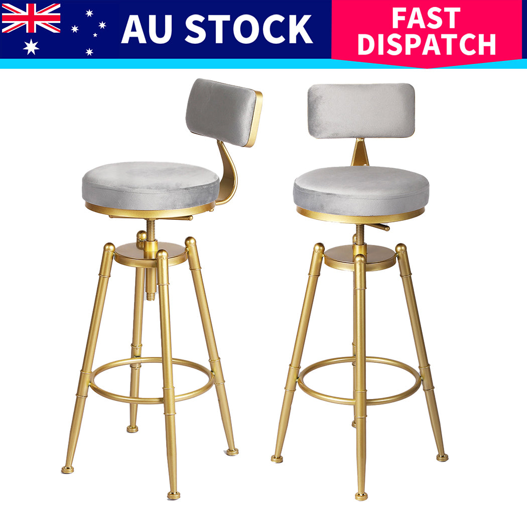 Levede 4x Swivel Bar Stools Kitchen Bar Chair Grey-1973193551277854728