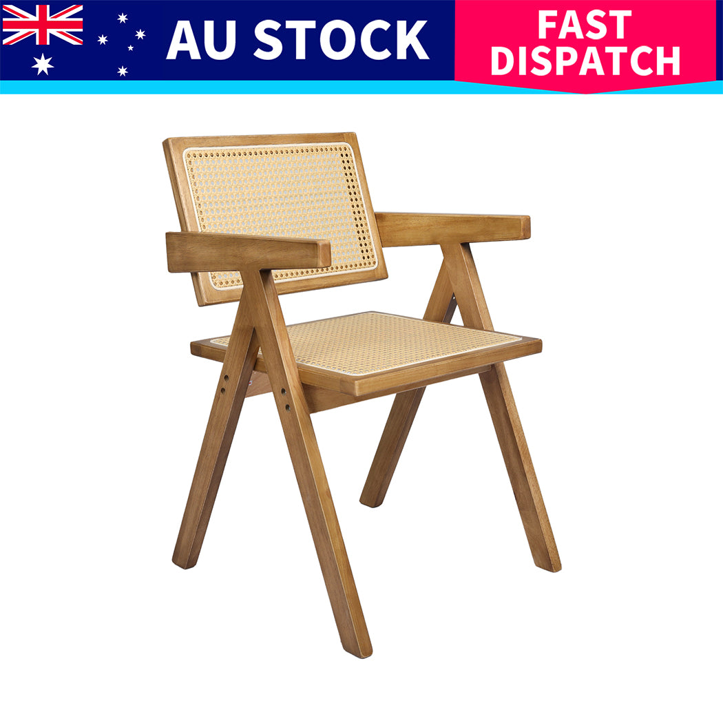 Levede 8x Dining Chair Solid Wood Rattan-1973193564351500296
