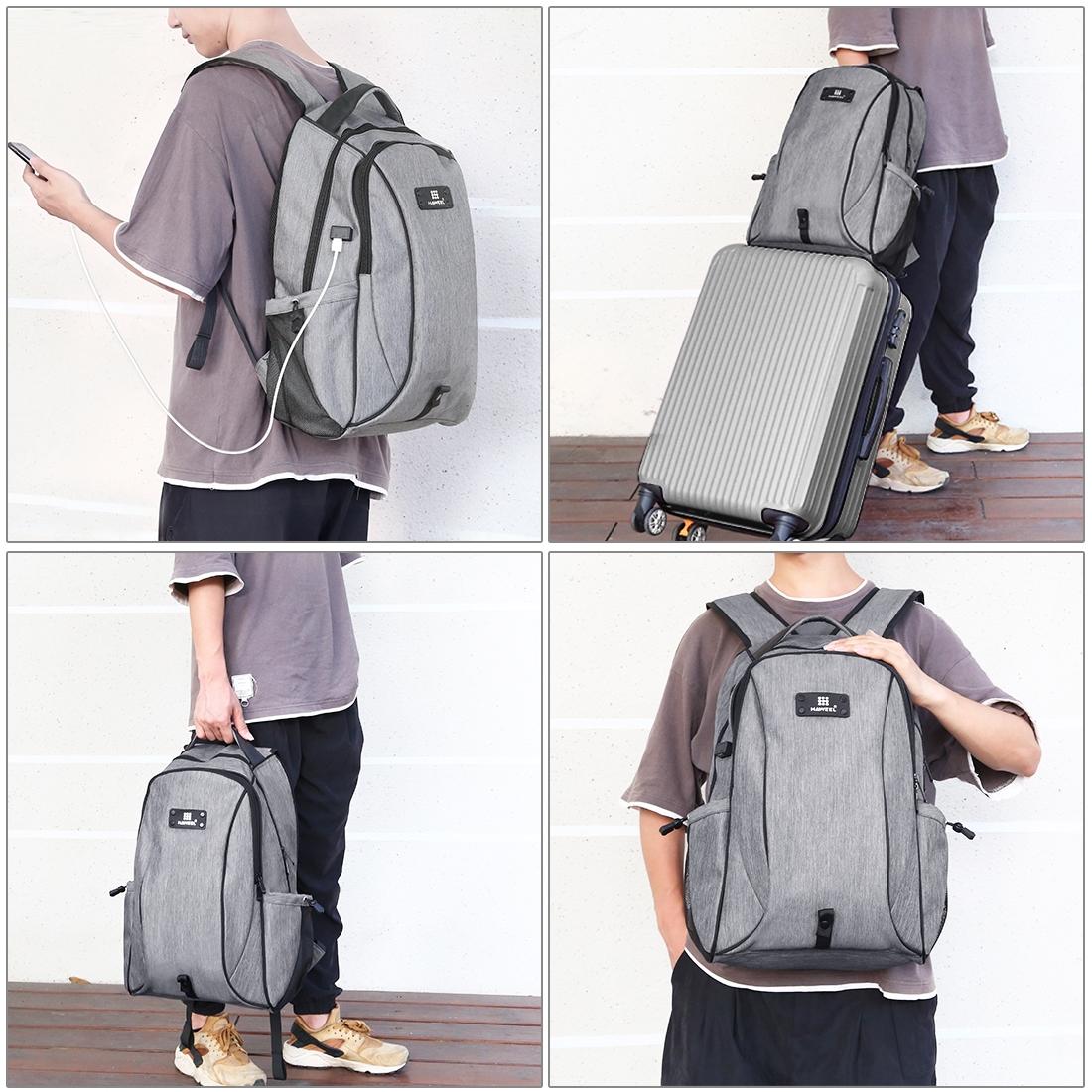 Grey Canvas Dual-Shoulder Laptop Backpack - Portable Outdoor-1915196546702512136