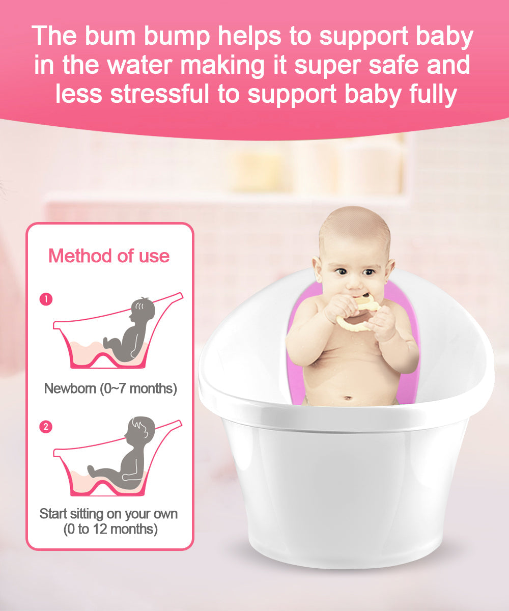 Pink Baby Bath With Backrest & Bum Bump Support-1973193609796784133