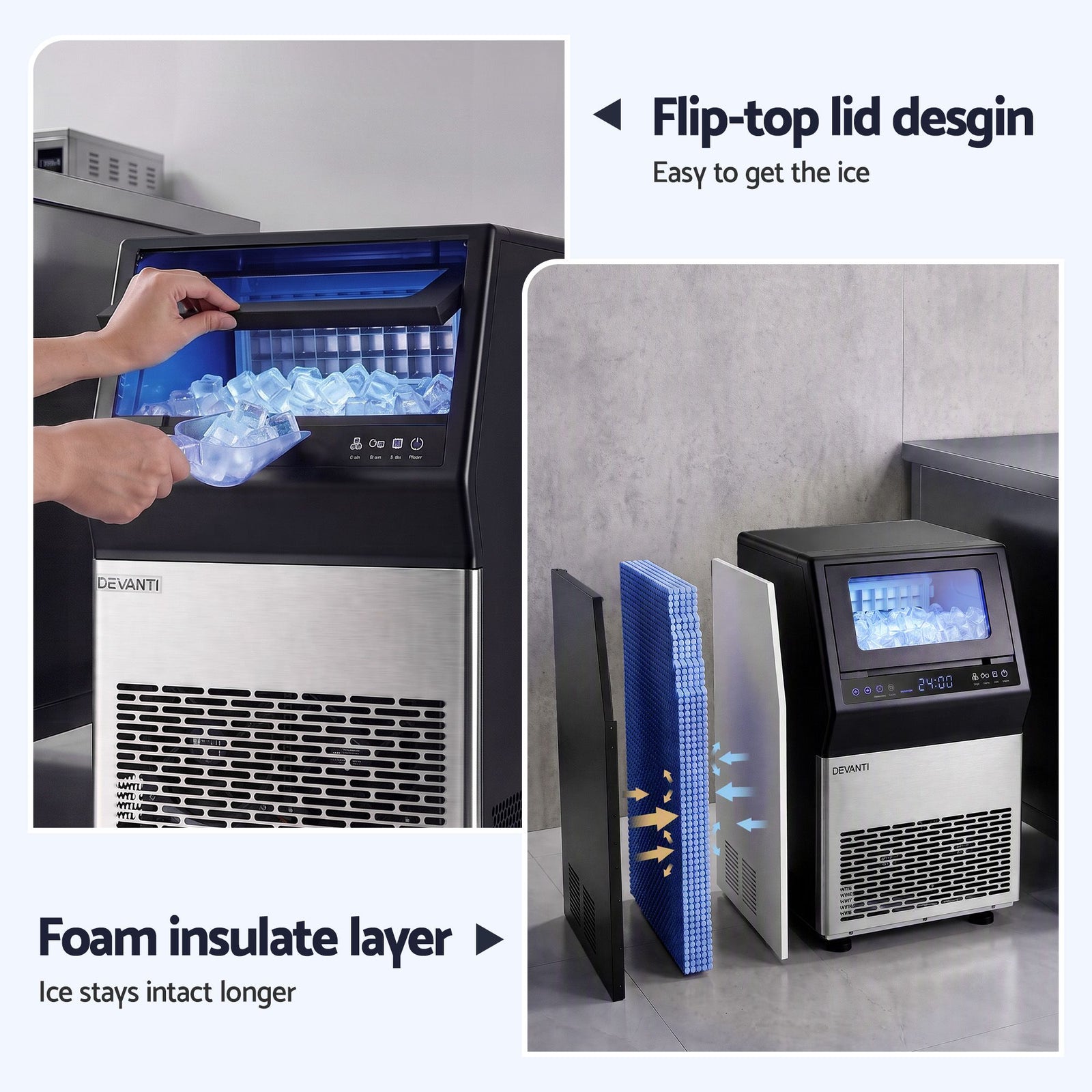 Devanti 35kg Commercial Ice Maker Freestanding Ice Cube Machine