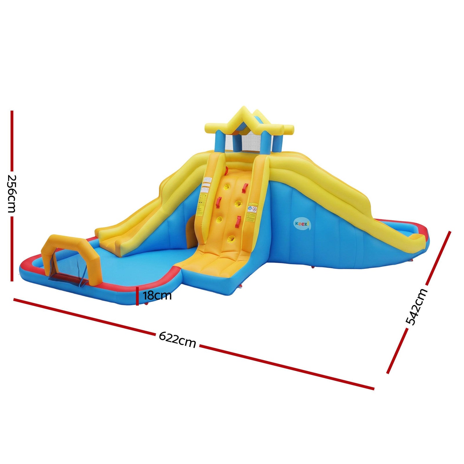 Keezi Inflatable Kids Pool Water Slide Splash Castle Football 622cmx542cm