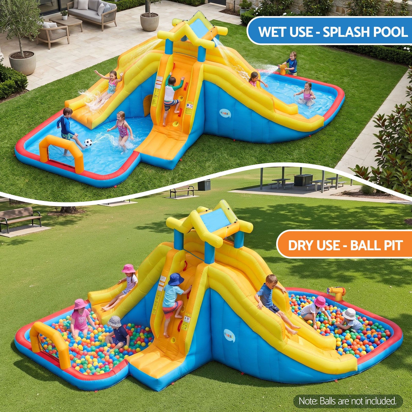 Keezi Inflatable Kids Pool Water Slide Splash Castle Football 622cmx542cm
