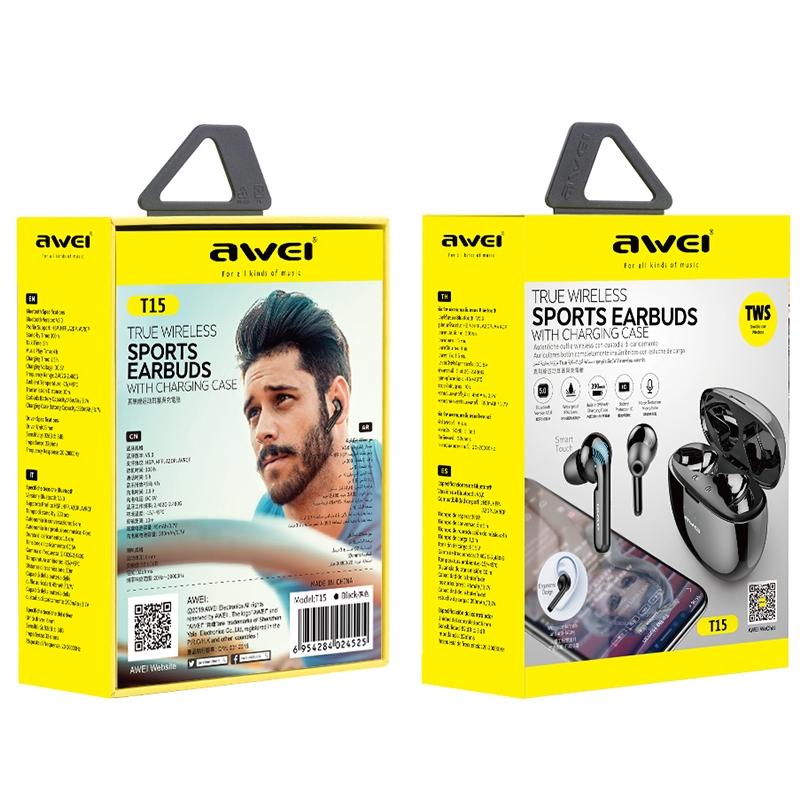 Wireless Sports Headset With Charging Case - T15 Tws Bluetooth V5.0 Black-1915196677946478595