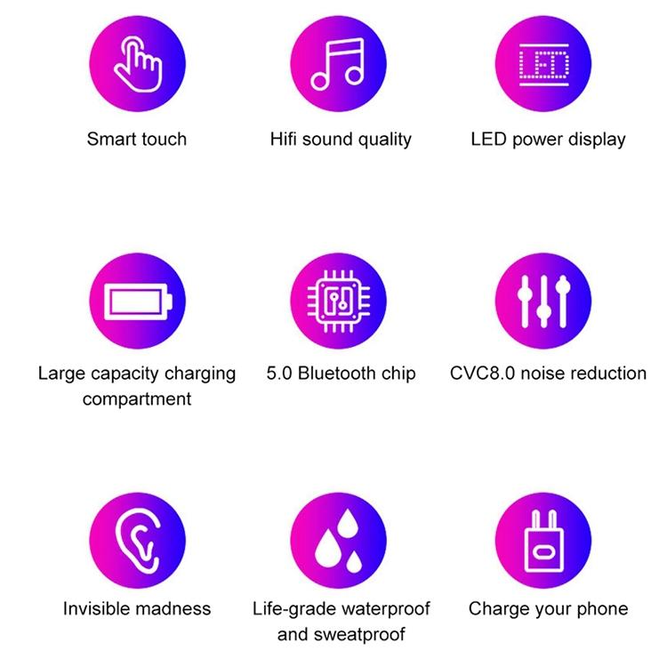 Wireless Bluetooth Headset With Touch Control And Charging Case - V5.0-1915198389801324550