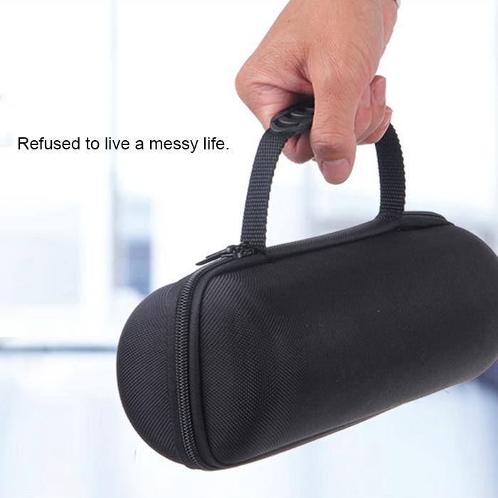 Portable Zipper Case For Jbl Charge 3 Speaker - Black Leather-1915196497486548998