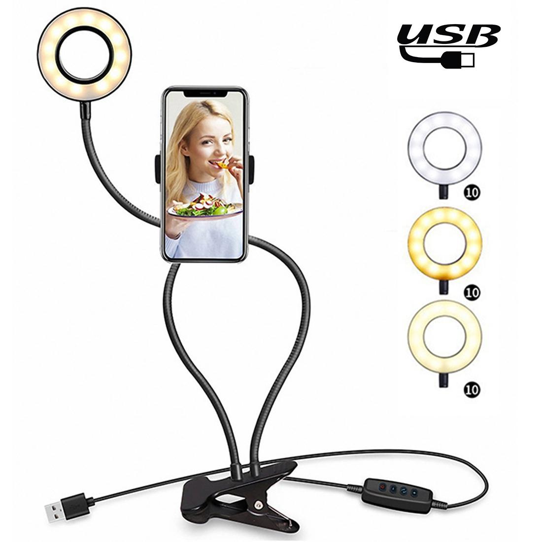 Selfie Ring Light With Phone Holder And Lazy Bracket - Perfect For Live Streaming And Broadcasts-1915197387253616640