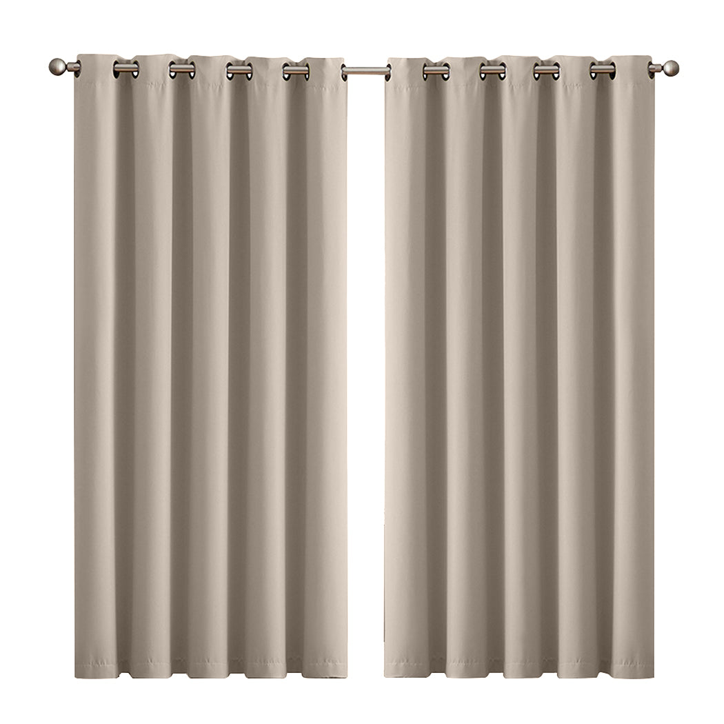 2x Blockout Curtains Panels 3 Layers Beige-1954802971330088960