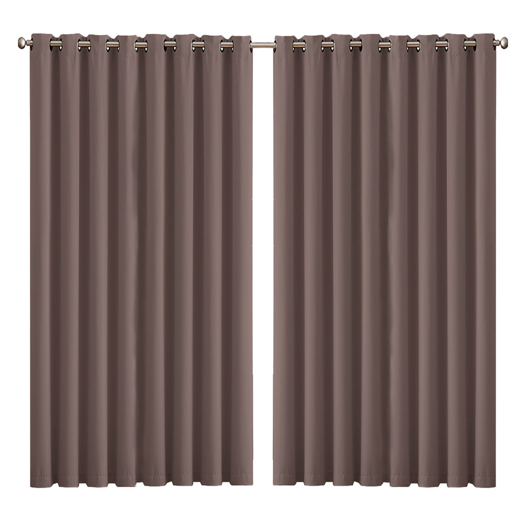 2x Blockout Curtains Panels 3 Layers Taupe CD1003-300X230-GY-1919892933356687360