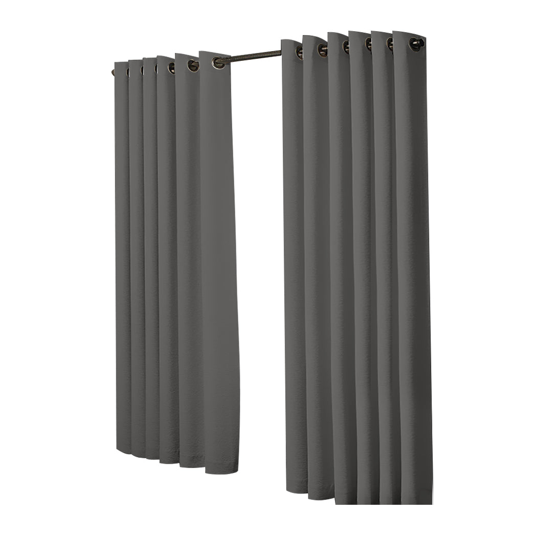 2x Blockout Curtains Panels 3 Layers Charcoal-1954802972563214337