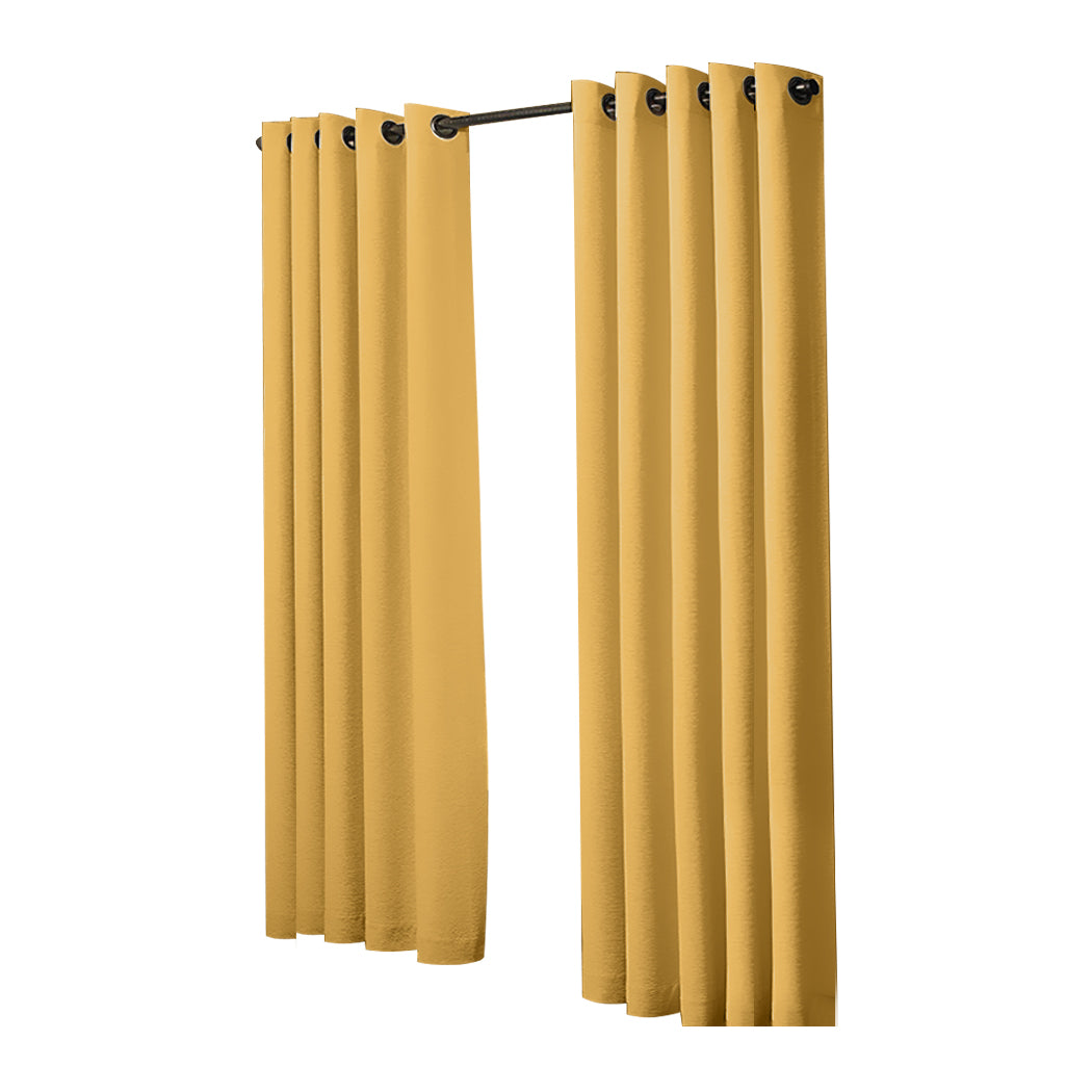 2x Blockout Curtains Panels 3 Layers Mustard-1919892930928185345