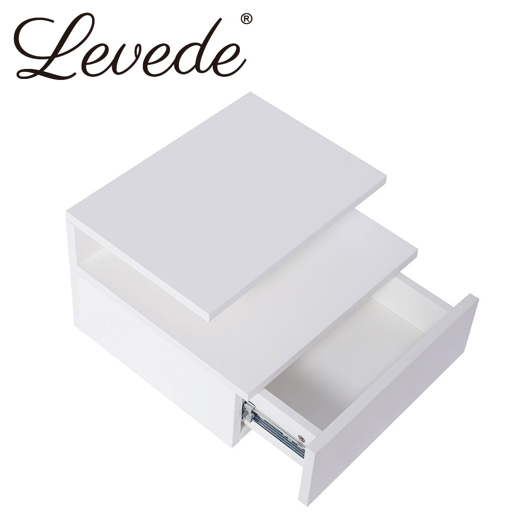 Levede 2x Bedside Tables Side Table White-1954802716639367169