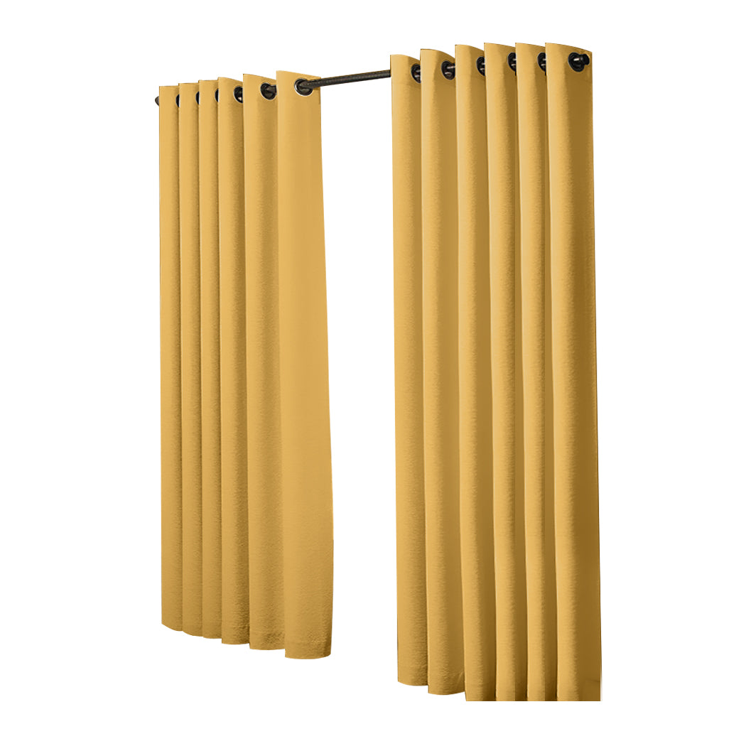 2x Blockout Curtains Panels 3 Layers Mustard-1919892931800600577