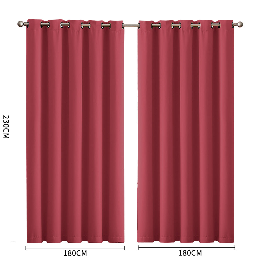 2x Blockout Curtains Panels 3 Layers Burgundy-1910113271889924097