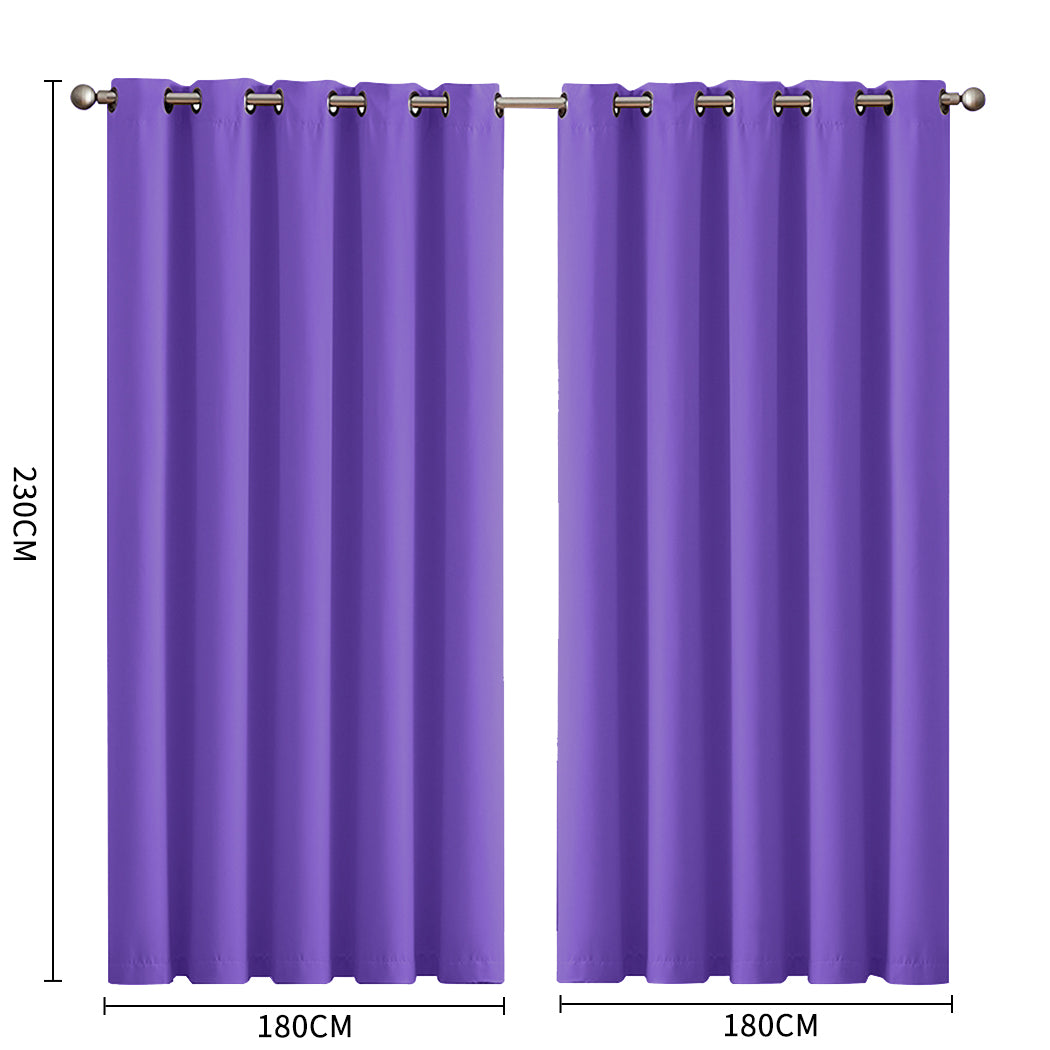 2x Blockout Curtains Panels 3 Layers Purple-1919892930588446722
