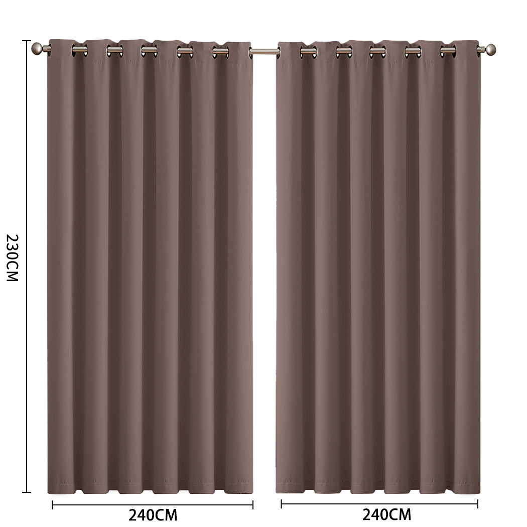 2x Blockout Curtains Panels 3 Layers Taupe-1910113274167431170
