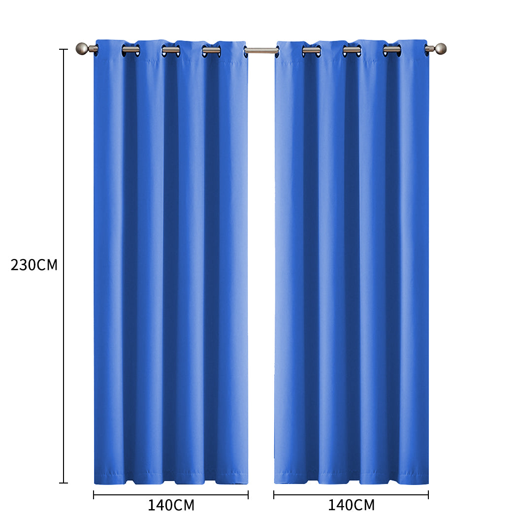2x Blockout Curtains Panels 3 Layers Blue-1919892929690865666