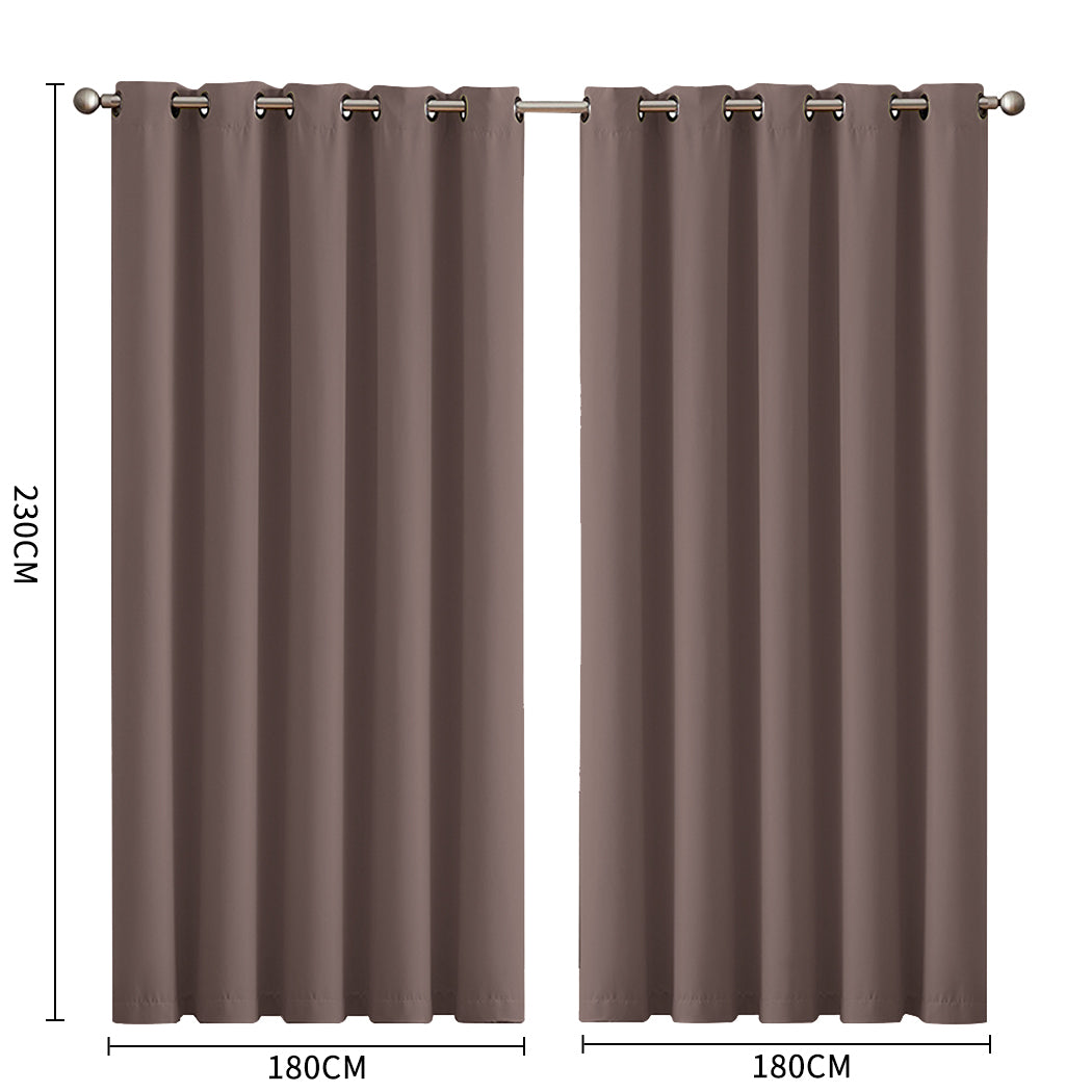 2x Blockout Curtains Panels 3 Layers Taupe-1910113271680208898