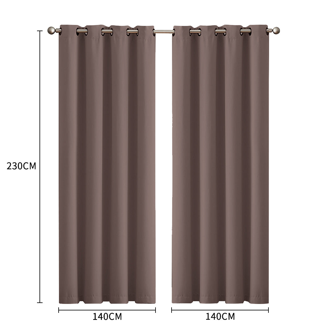 2x Blockout Curtains Panels 3 Layers Taupe-1910113269520142338