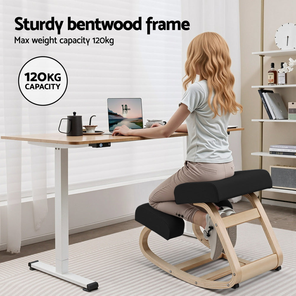 Artiss Kneeling Chair Ergonomic Posture Chair with Memory Foam Balance Stool for Home Office Gaming 120kg Weight Capacity Black