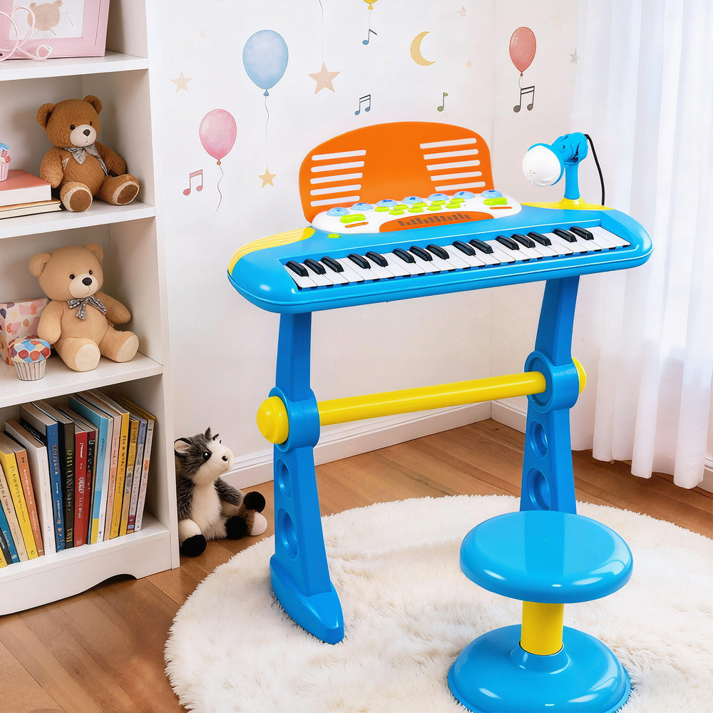 Keezi Kids Piano Keyboard 37 Keys Electronic Musical Instrument Set w/ Stool Microphone