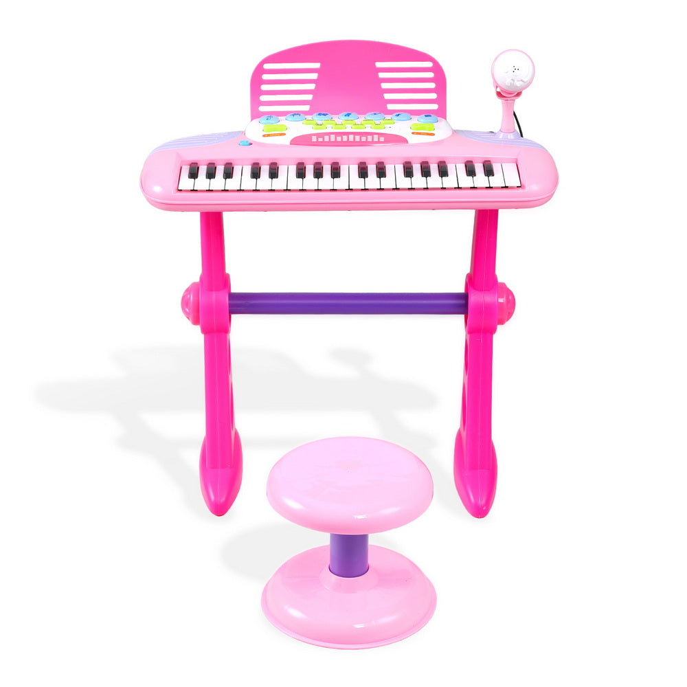 Keezi Kids Piano Keyboard 37 Keys Electronic Musical Instrument Set w/ Stool Microphone
