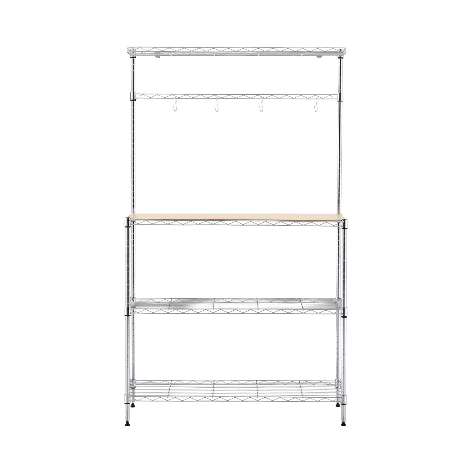 Artiss 4-Tier Metal Kitchen Rack Shelf Silver Storage Shelves Organizer Microwave Stand 90cmx151cm