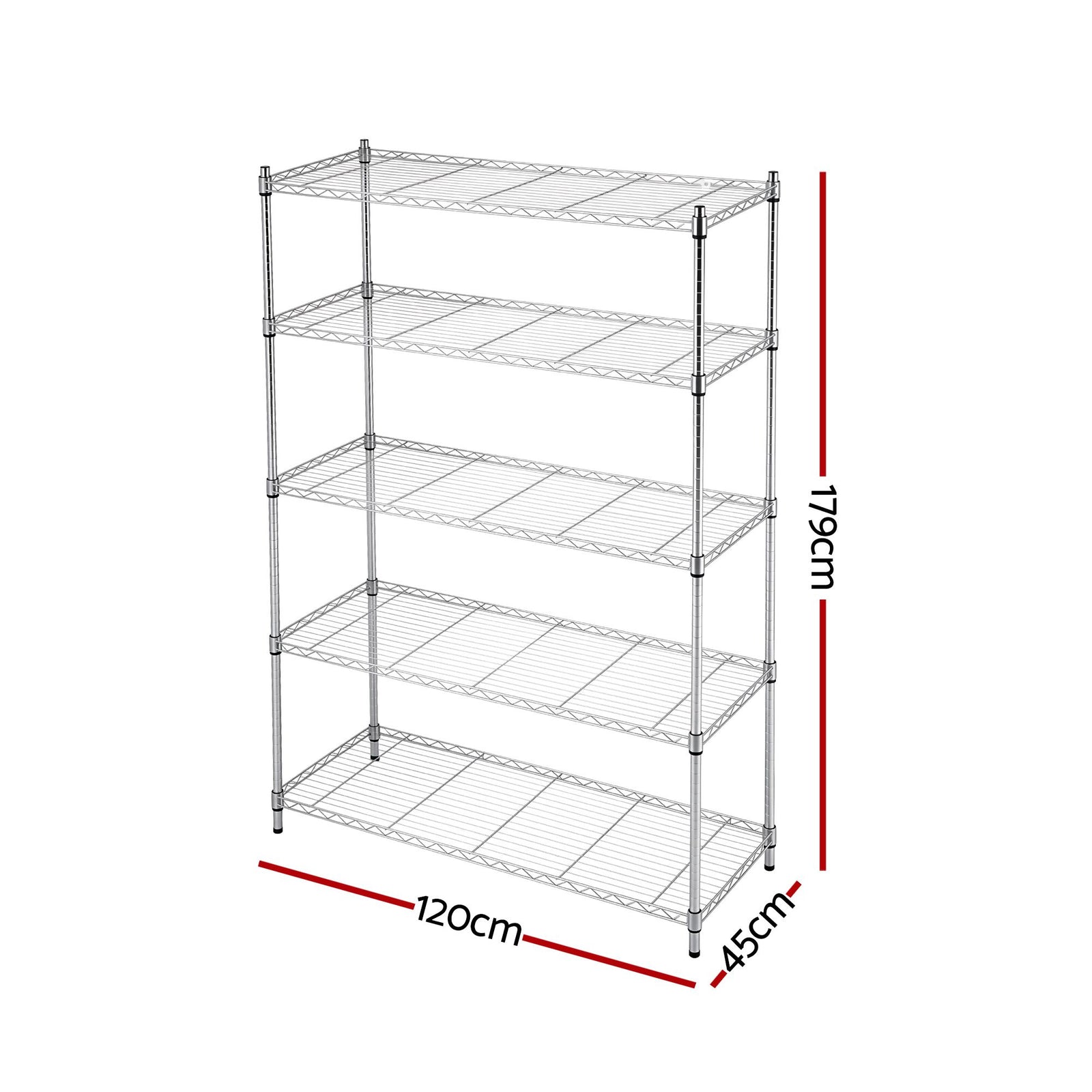 Artiss 5-Tier Kitchen Rack Shelf Shelving 120x45x179CM Adjustable Metal Storage Shelves