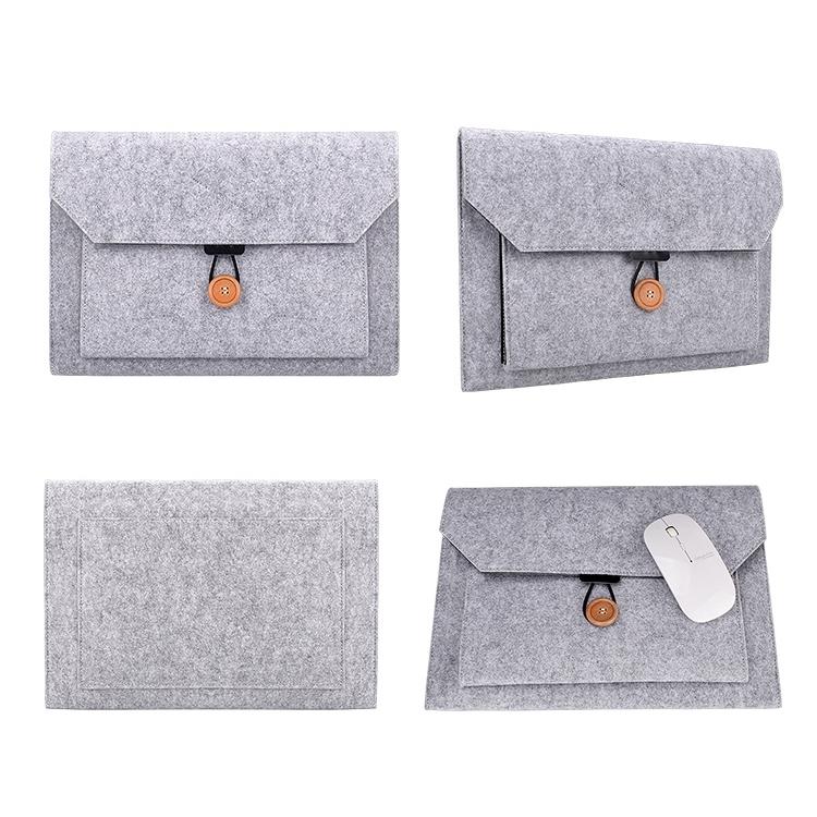 15.4 Inch Grey Felt Laptop Inner Bag With Multi-Purpose Button-1915196556651401219