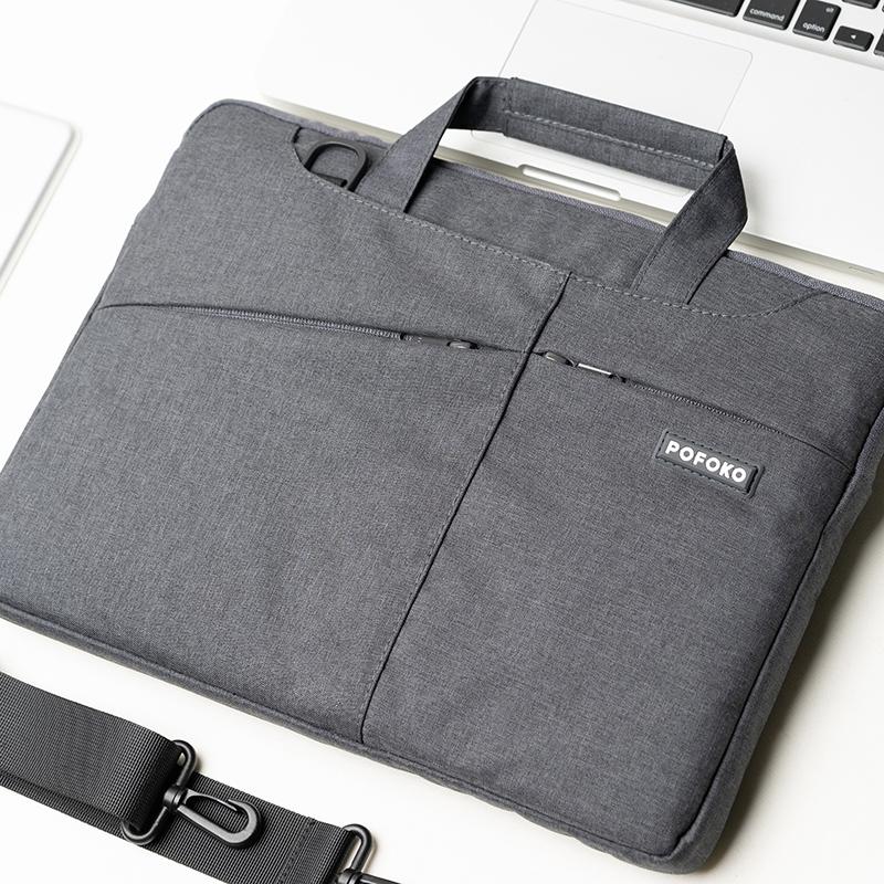Multi-Functional 14-15.4 Inch Laptop Handbag With Trolley Case Belt - Grey-1915196552977190916