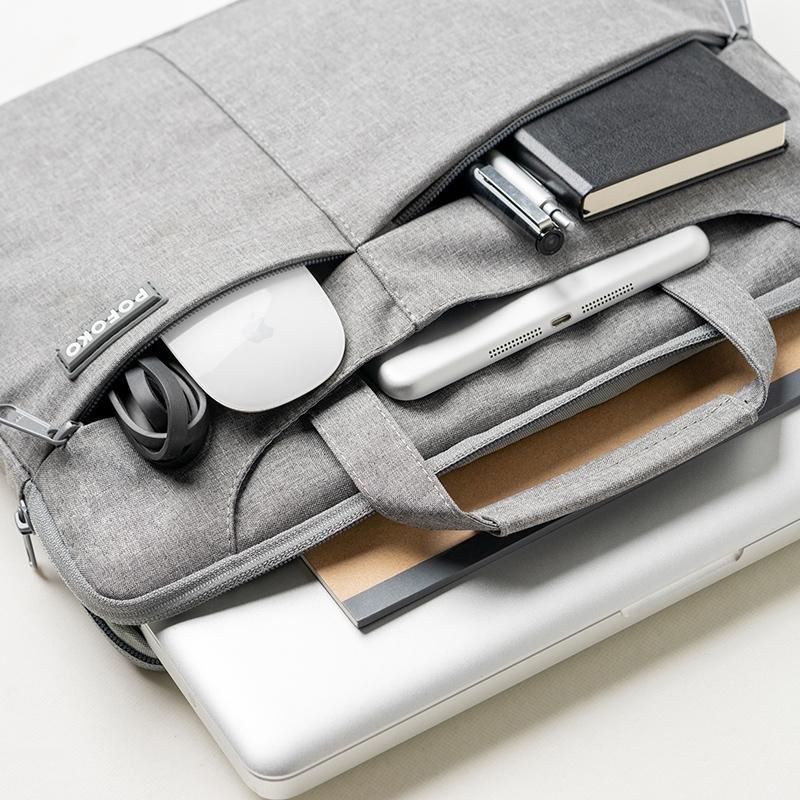Multi-Functional 14-15.4 Inch Laptop Handbag With Trolley Case Belt - Grey-1915196552977190917