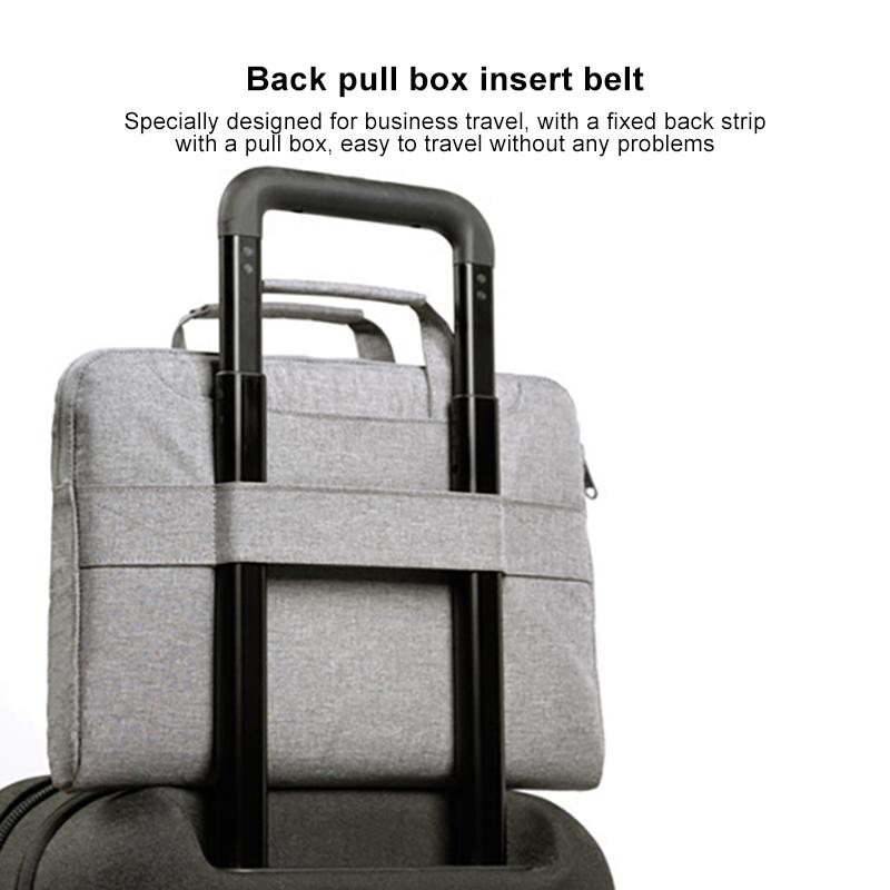 Multi-Functional 14-15.4 Inch Laptop Handbag With Trolley Case Belt - Grey-1915196552977190921