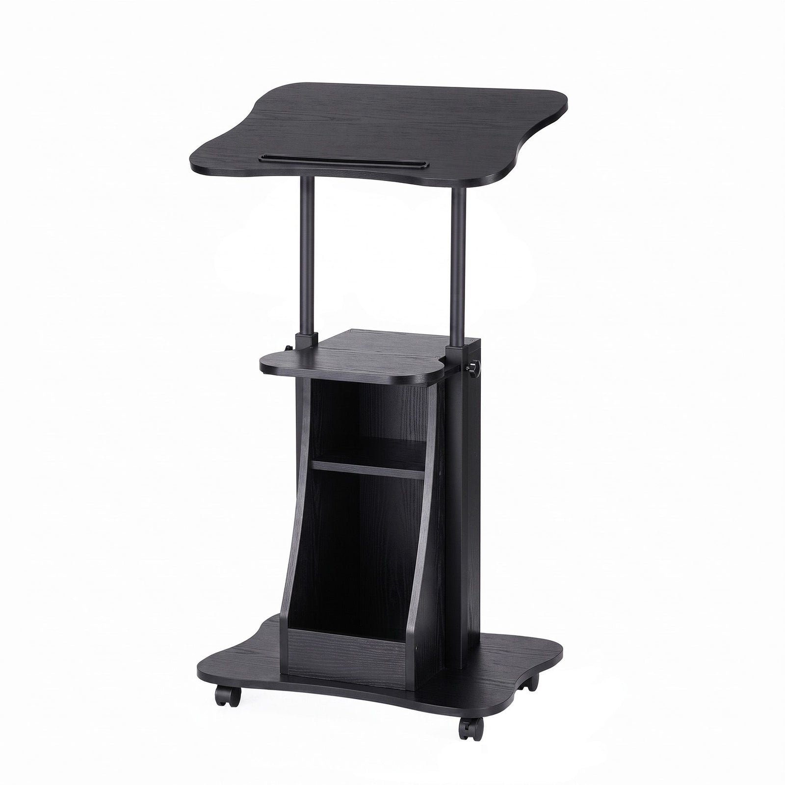 Artiss Mobile Podium Stand with Lockable Wheels Height Adjustable Laptop Desk Black