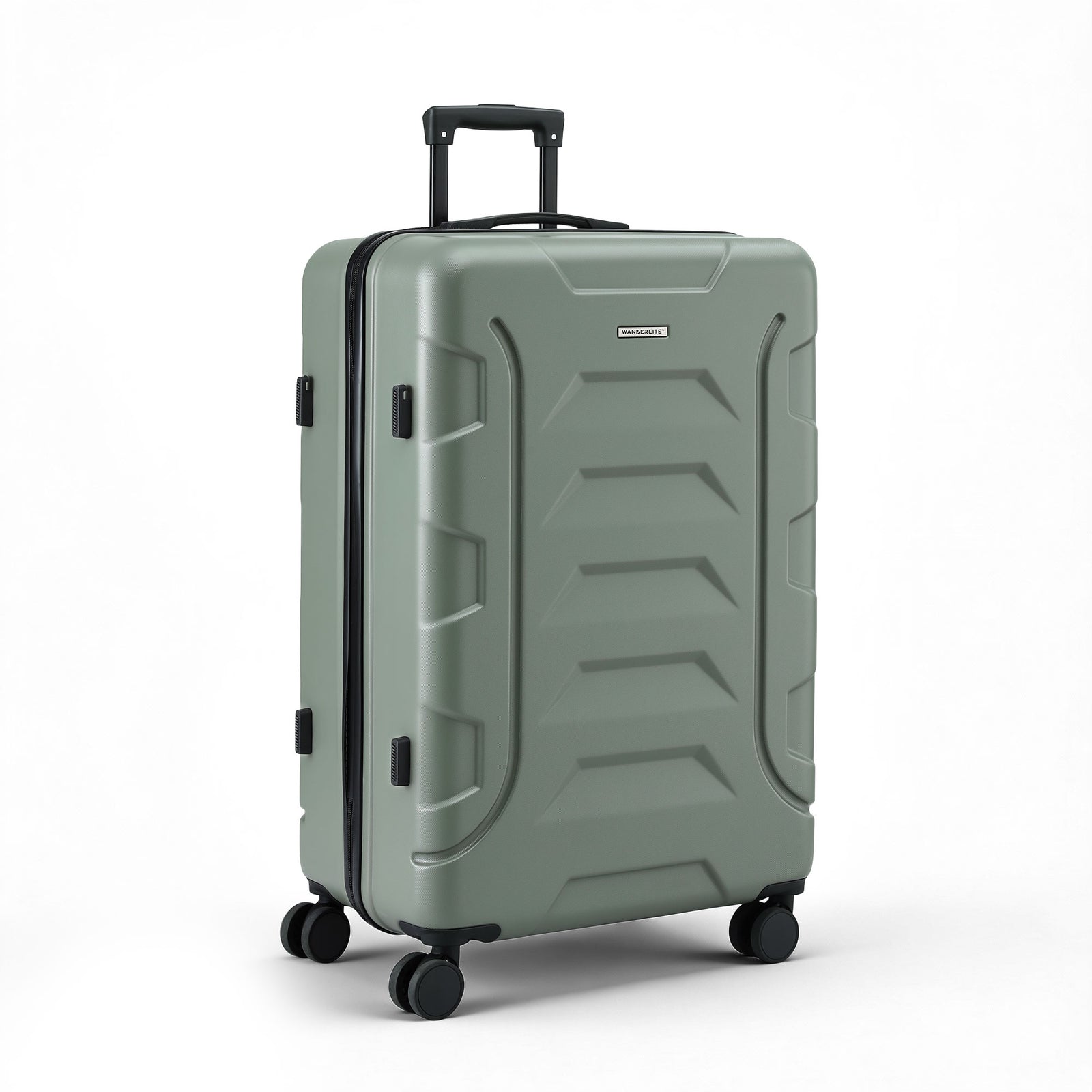 Wanderlite 3pcs Luggage Suitcase Set Trolley Travel TSA Lightweight Hard Case Grey Green