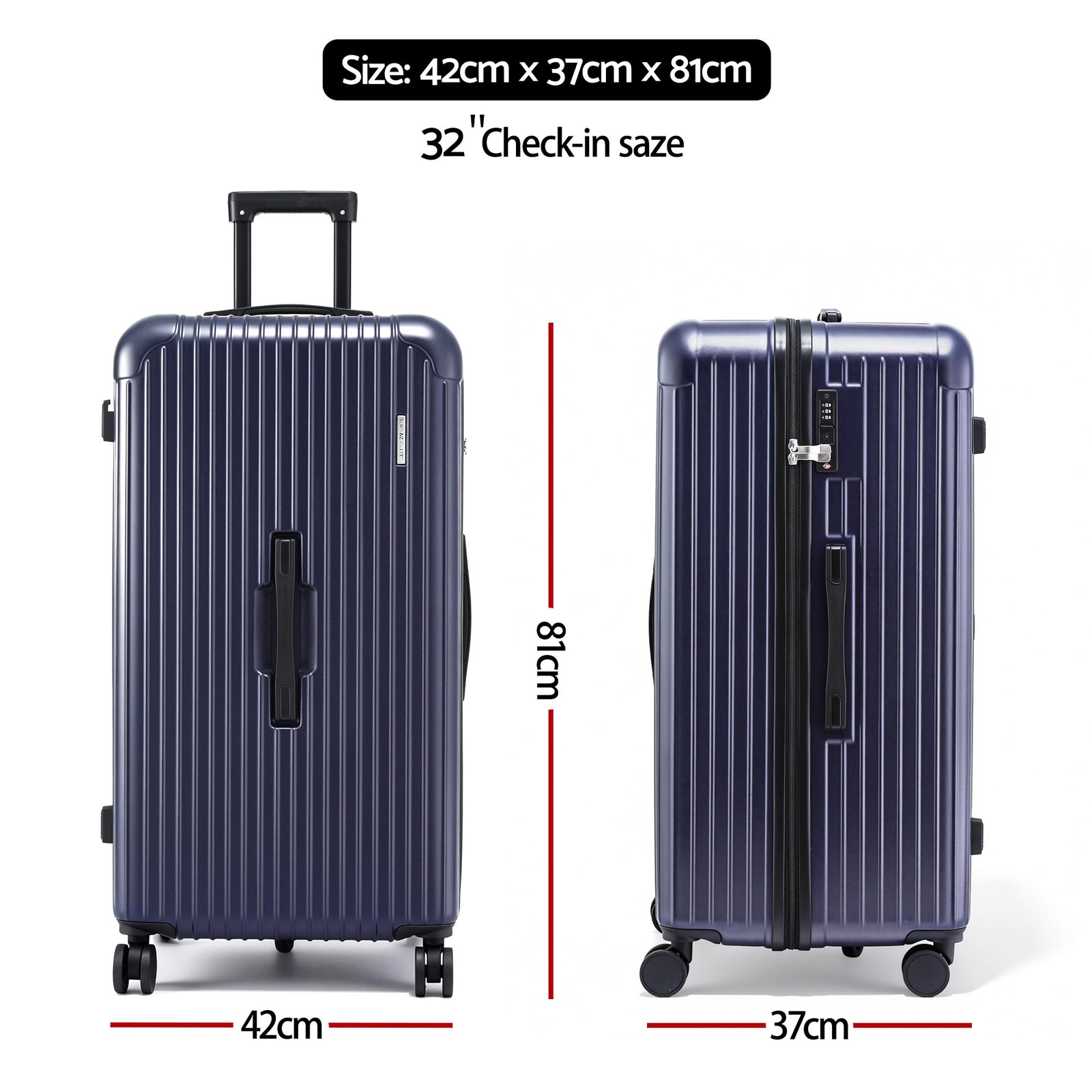 Wanderlite 32" Trunk Luggage Suitcase Travel TSA Type-C 5 Wheels Deep Indigo