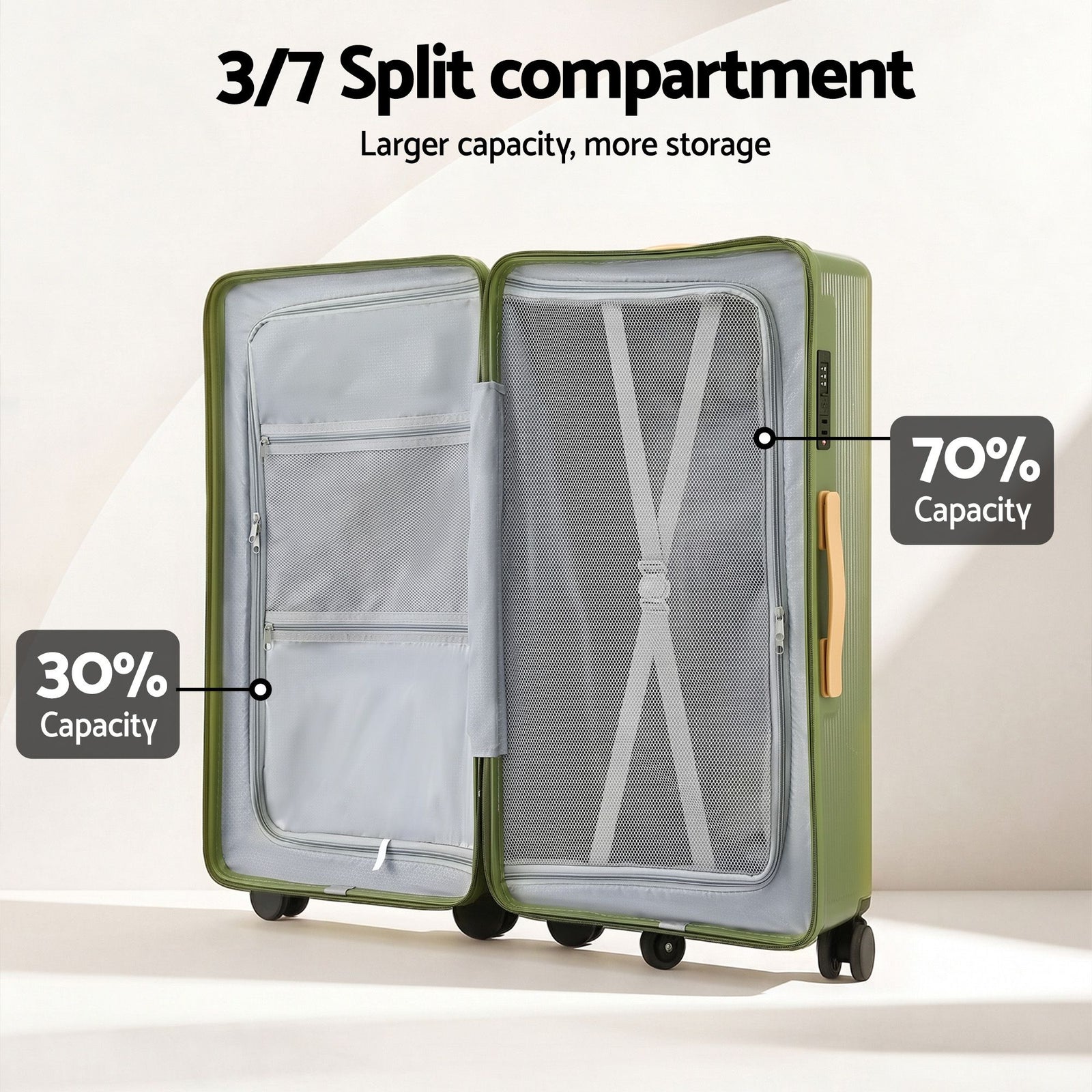 Wanderlite 28" Modern Vertical Trunk Luggage Suitcase Travel 5 Wheels Type-C TSA Olive Green
