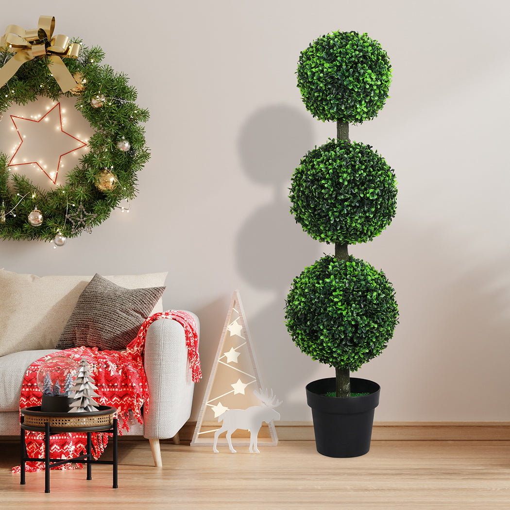 Lambu Artificial Triple Ball Boxwood Trees-1954802441748877318