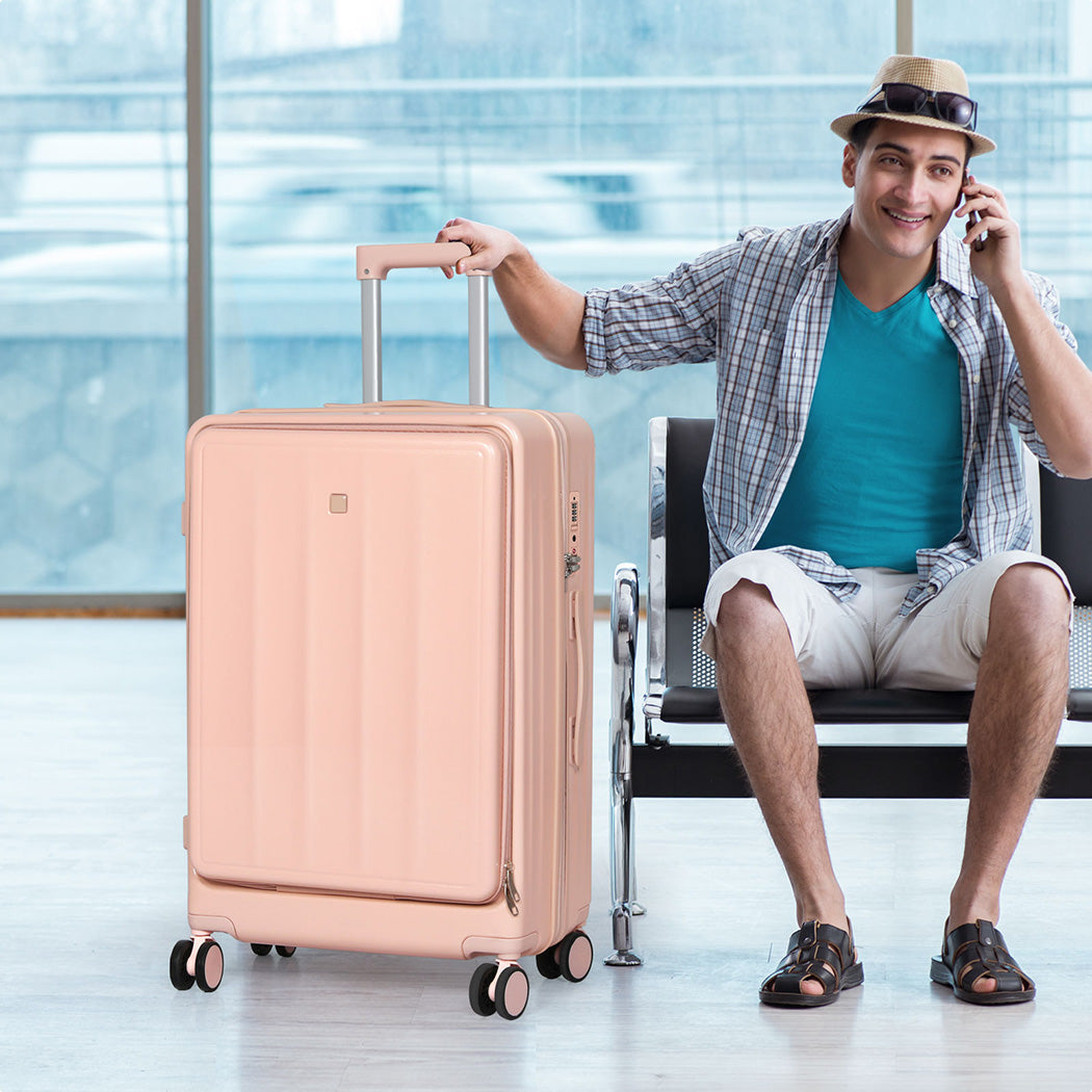 Slimbridge 26" Luggage Trolley Travel Hard Pink-1954802419980439558