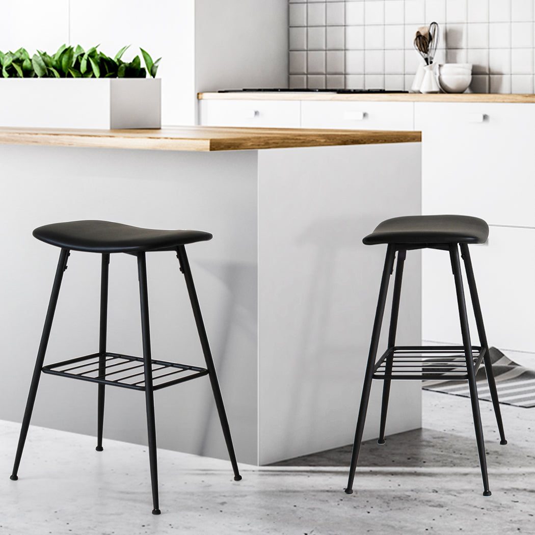 Levede 2x Bar Stools Kitchen Bar Pub Black-1919892922166284294